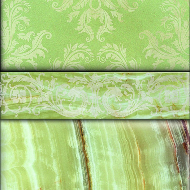 PVC panel with digital printing "Baroque Green" 2700x250x9 mm