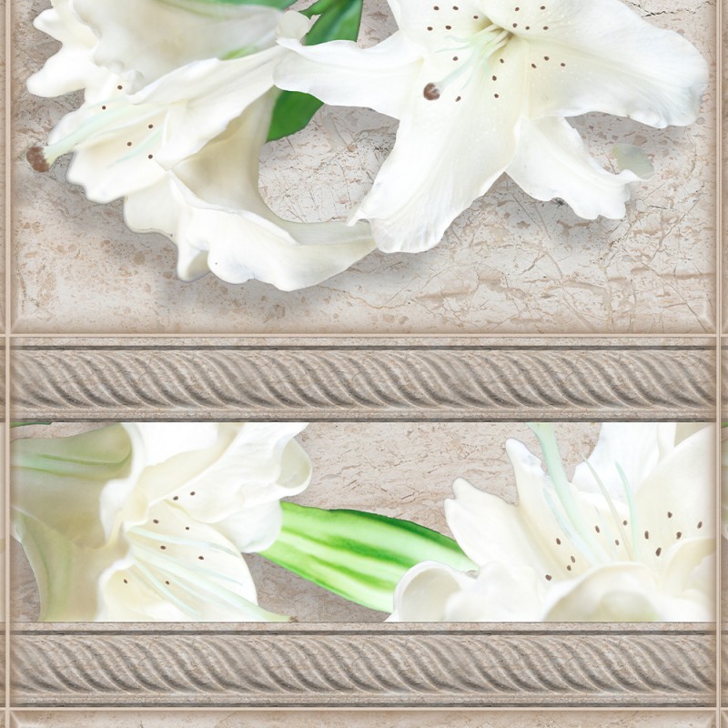 PVC panel with digital printing "Lily White" insert 1 2700x250x9 mm