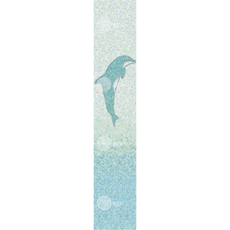 Set of PVC panels with digital printing "Mosaic Turquoise - Dolphin" 2700x250x9 mm, 2 pcs