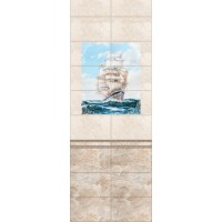 Set of PVC panels with digital printing "Old City - Sailing Vessel" 2700x500x9 mm, 2 pcs