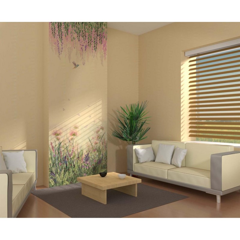 Set of laminated PVC panels with digital printing "Flower Yellow - Summer Morning" insert 2700x250x9 mm, 4 pcs
