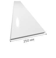 White varnished glossy PVC panel 2700x250x9 mm