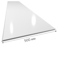 White varnished glossy PVC panel 2700x500x9 mm